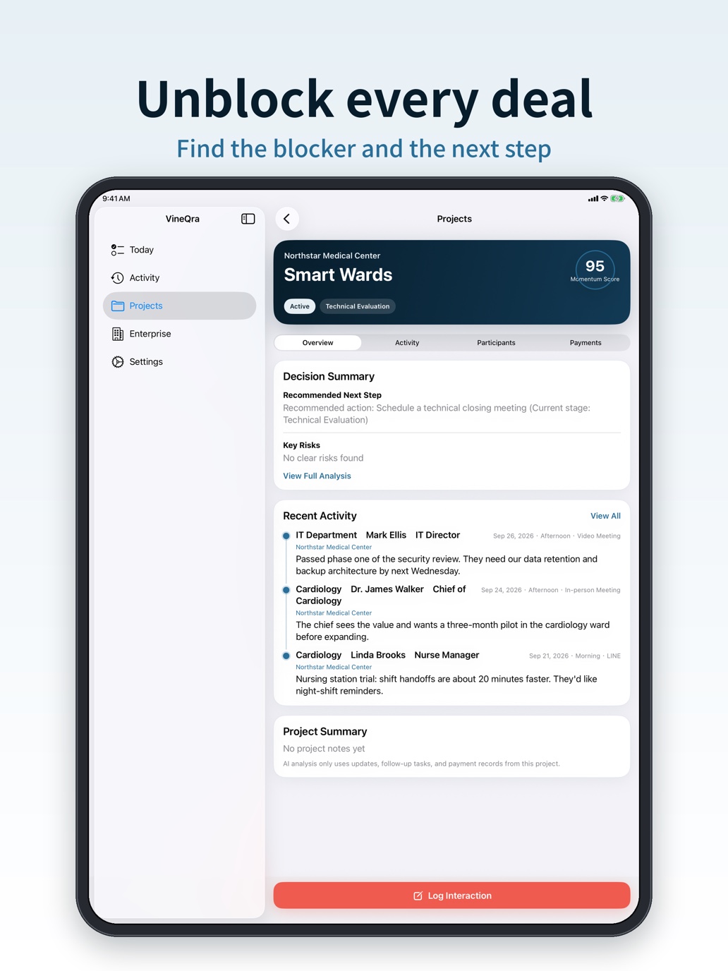 VINEQRA project details on iPad